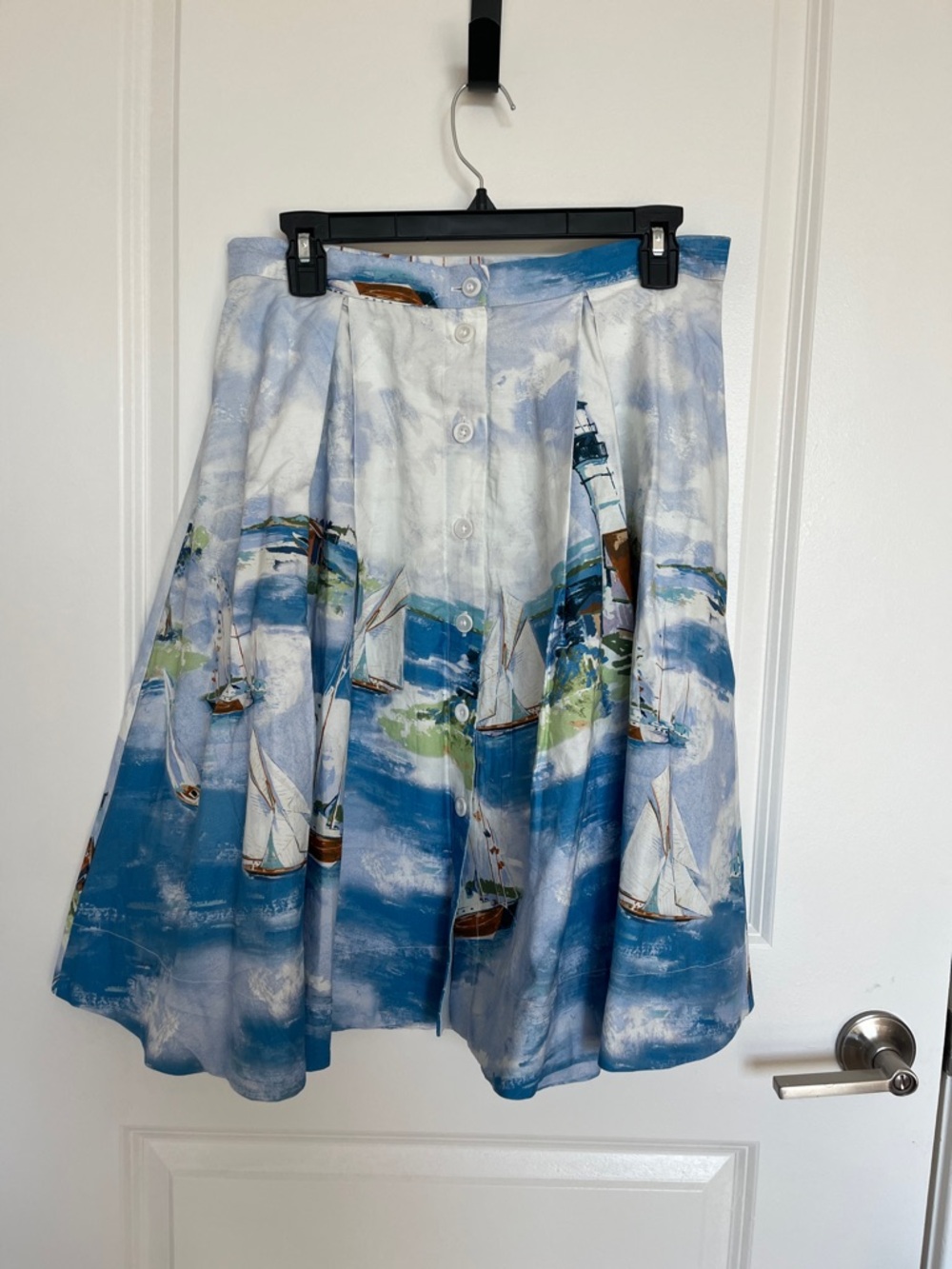 Anthropologie Skirt with Boat/Coastline Print